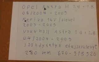Jarrulevyt Opel Astra, Meriva,  670-915920