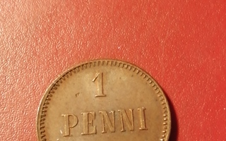 *Suomi *  1 penniä  *1912  *   Copper/Kupari *1+/EF