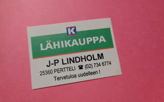 TT-etiketti K Lähikauppa J-P Lindholm, Pertteli