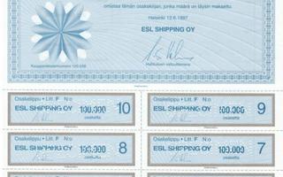 1997 ESL Shipping Oy spec, Helsinki  varustamo osakekirja