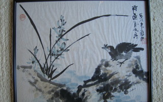 Kiinalainen tussimaalaus lintuaihe1990-luvulta