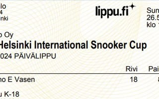 TAOM Helsinki International Snooker CUP 1 lippu sunnuntaille