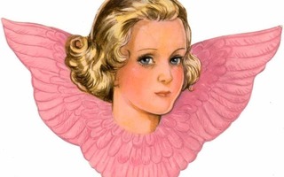 EO 5907 / Upea SUURI kaunis rosasiipinen enkeli. 1950-l.