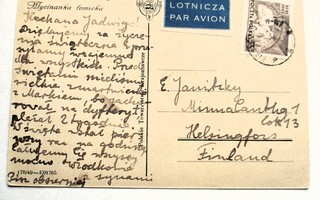 1950 Puola lentopostikortti Hkiin
