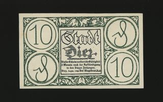 Saksa Notgeld 10 Pfennig, Diez 1920