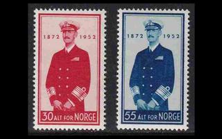 Norja 376-7 ** Haakon VII 80v (1952)