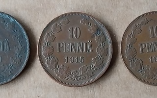 10 penniä 1900 1915 ja 1917