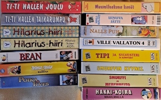 15 KPL LASTEN ELOKUVIA PIIRRETTYJÄ YM.  VHS