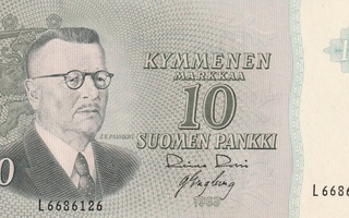 Suomi  10 markkaa 1963  L6686126  kl 9