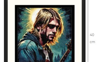 Uusi Kurt Cobain taulu koko 40 cm x 40 cm kehyksineen