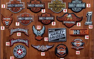 Harley-Davidson yms. kangasmerkkejä  2e/kpl