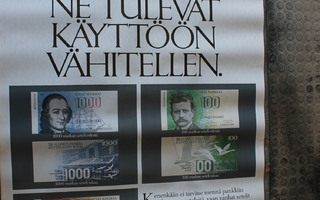 Uudet suomalaiset setelit 1986 värijuliste
