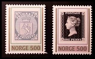 Norja 1044-5 ** Postimerkki 150 vuotta (1990)