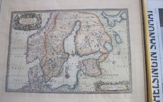 VANHA Kartta Orbis Arctoi Tabula Geografphica 1600-l Suomi y