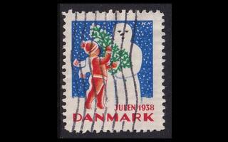 Tanska joulumerkki 35 o Poika rakentaa lumiukkoa (1938)