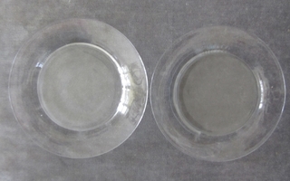 Vanhat  lasilautaset  14,7 cm - 5 kpl - keskusta huurrelasia