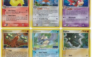 Pokemon-kortteja EX-sarjoista (Holo, Rare, Reverse Holo ym)