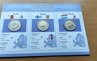 Moneta, 3x2€ , Luxemburg 2005, Suomi 2007, Malta 2009