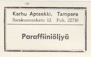 Paraffiiniöljyä   Karhu Apteekki  Tampere   a52