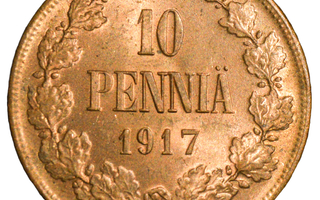 10 Penniä 1917 leimakiilto
