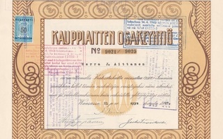 1927 Kauppiaitten Osakeyhtiö, Vaasa Kesko osakekirja