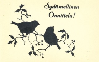 Linnut oksalla - vanha siluettikortti