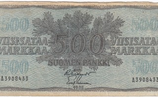 500 Markkaa 1955 A-sarjaa, kl.3