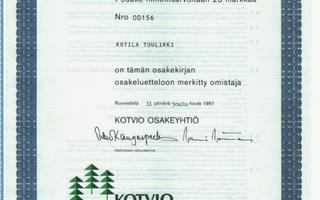 1987 Kotvio Oy, Ruovesi osakekirja saha