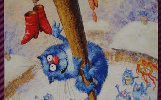 Irina Zeniuk sininen kissa kiivennyt pylvääseen
