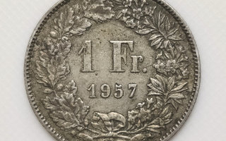 Sveitsi 1 Franc 1957B, Hopeakolikko