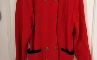 Kotimainen VILLA NEULE takki 38,  100 % villaa, punainen