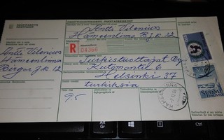 Hämeenlinna R-Pakettikortti 1966 PK850/1