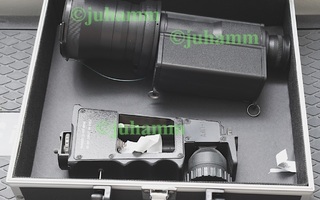 Cyclop 85mm/1.5 M42 + pimeänäkölaite + lasertähtäin