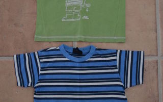 Bakito vihreä T-paita ja H&M logg sinivalkoraidallinen t-pai
