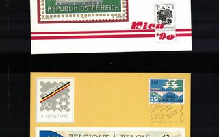 Belgica 90 ja Wien 90 postimerkkinäyttelykortit