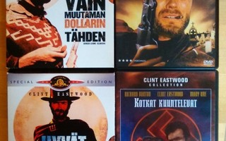 Clint Eastwood Dollari Trilogia ja Kotkat Kuuntelevat DVD't