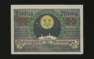 Saksa Notgeld 50 Pfennig, Memmingen 1.11.1918