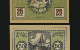 Saksa Notgeld 25, 50 Pfennig, Lünen 10.12.1918