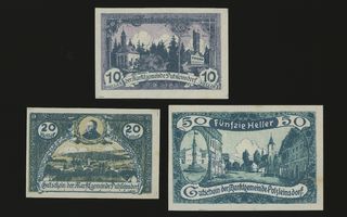 Itävalta Notgeld 10, 20, 50 Heller, Putzleinsdorf 1920