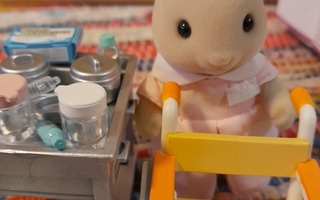 Sylvanian Families sairaanhoitaja ja tarvikkeita