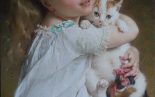 Emile Munier tyttö kissa sylissä