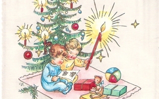 Lapset laulavat joulukuusen luona. PTy 573/6