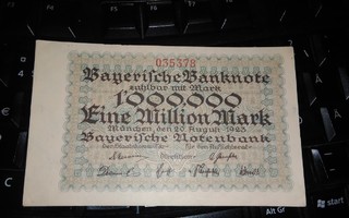 Saksa 1 Million Mark 1923 Bavaria Munich Bayerische Notenban