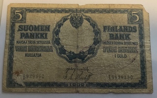 5 markkaa 1909 kullassa