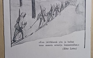 Partio lumipuvuissa hiihtää maastoon, Kenttäposti 1940 sens.