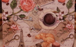 Romanttinen tabletti pöydälle ruusu Pariisi kahvi
