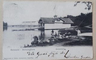 Helsinki,  Kaisaniemi, Soutuklubin paviljonki, lapsia, kulk.