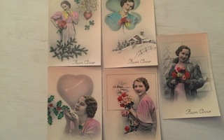 Joulukortteja 1960 luvulta käyttämättömiä taidekuva