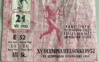 Helsingin olympialaisten 1952 pääsylippu