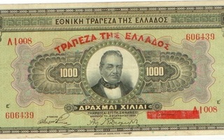 Kreikka 1 000 dr 1926 (punainen päälölepanama nimen päällä)